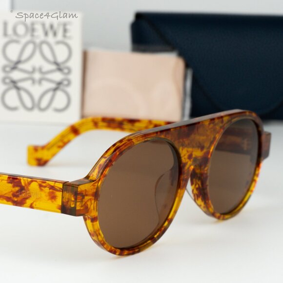 Loewe Women Sunglasses LW40020F 54E Flamed Amber Havana Brown Round BRAND NEW - Picture 5 of 8